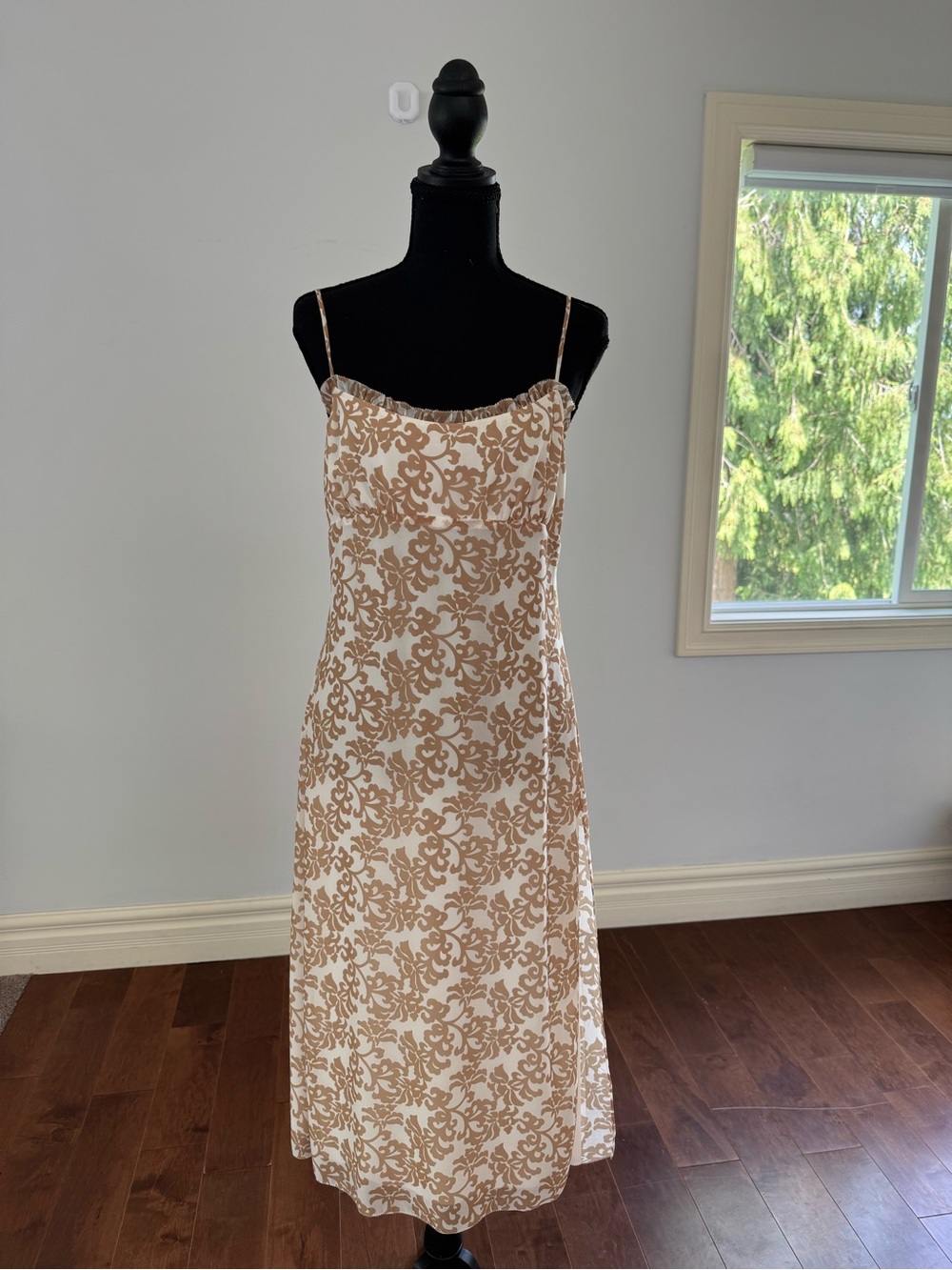 Wilfred Cream and Tan Floral Slip Dress
